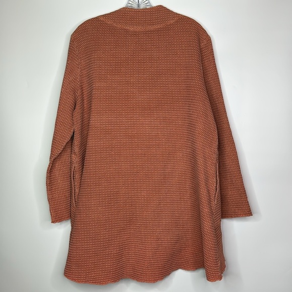 Focus Casual Life Waffle Weave Button Orange Lagenlook Jacket Size Small - Picture 4 of 8